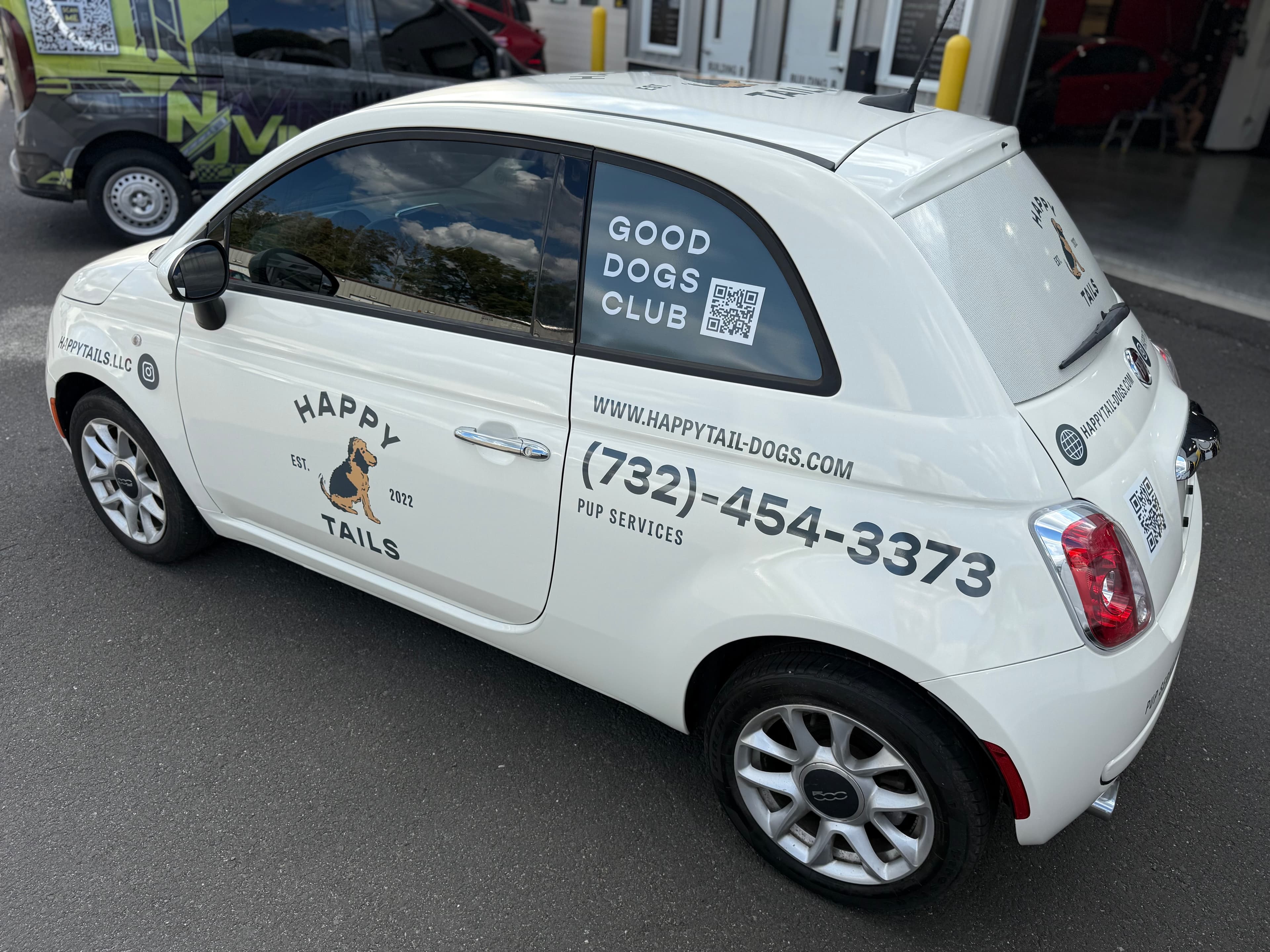 Happy Tails vehicle lettering