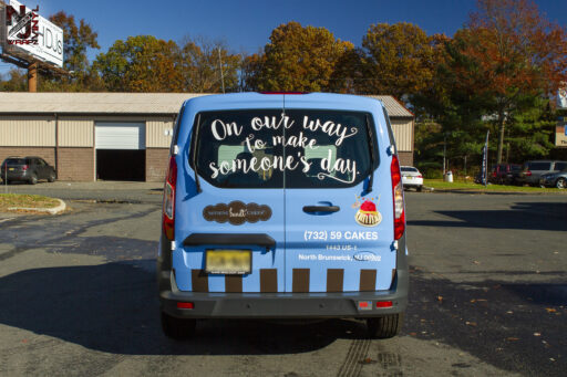 Nothing Bundt Cakes Ford Transit Connect wrapped in Avery 1105EZRS with DOL1360 laminate.